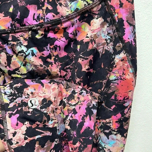 Lululemon Base Pace Tight Leggings Pant High Rise Stencil Blossom Red Size 12 - Picture 7 of 9